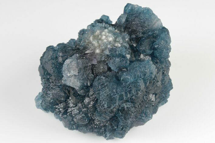 Dark Blue, Cubic/Octahedral Fluorite on Quartz - Inner Mongolia #195292
